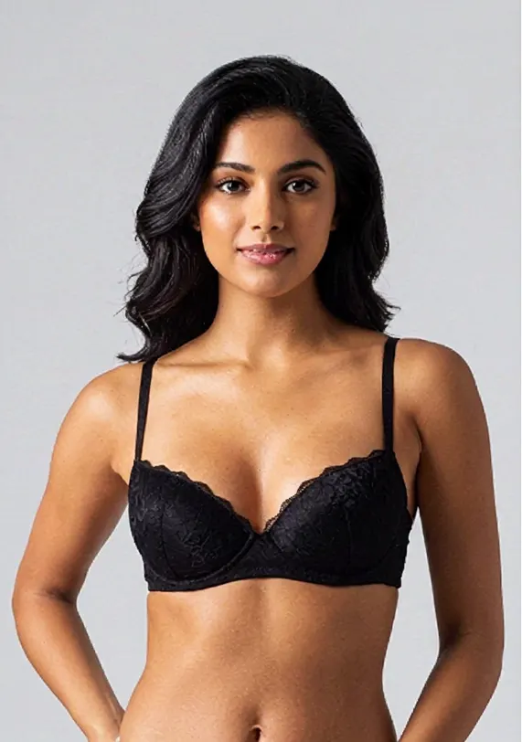 Black lace underwired bra — Rainy Garment