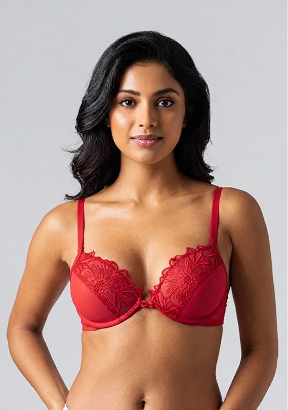 Red push-up embroidered bra — Rainy Garment