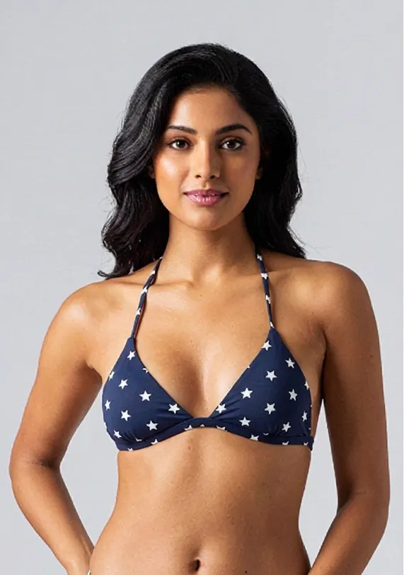 Navy star print bikini top — Rainy Garment
